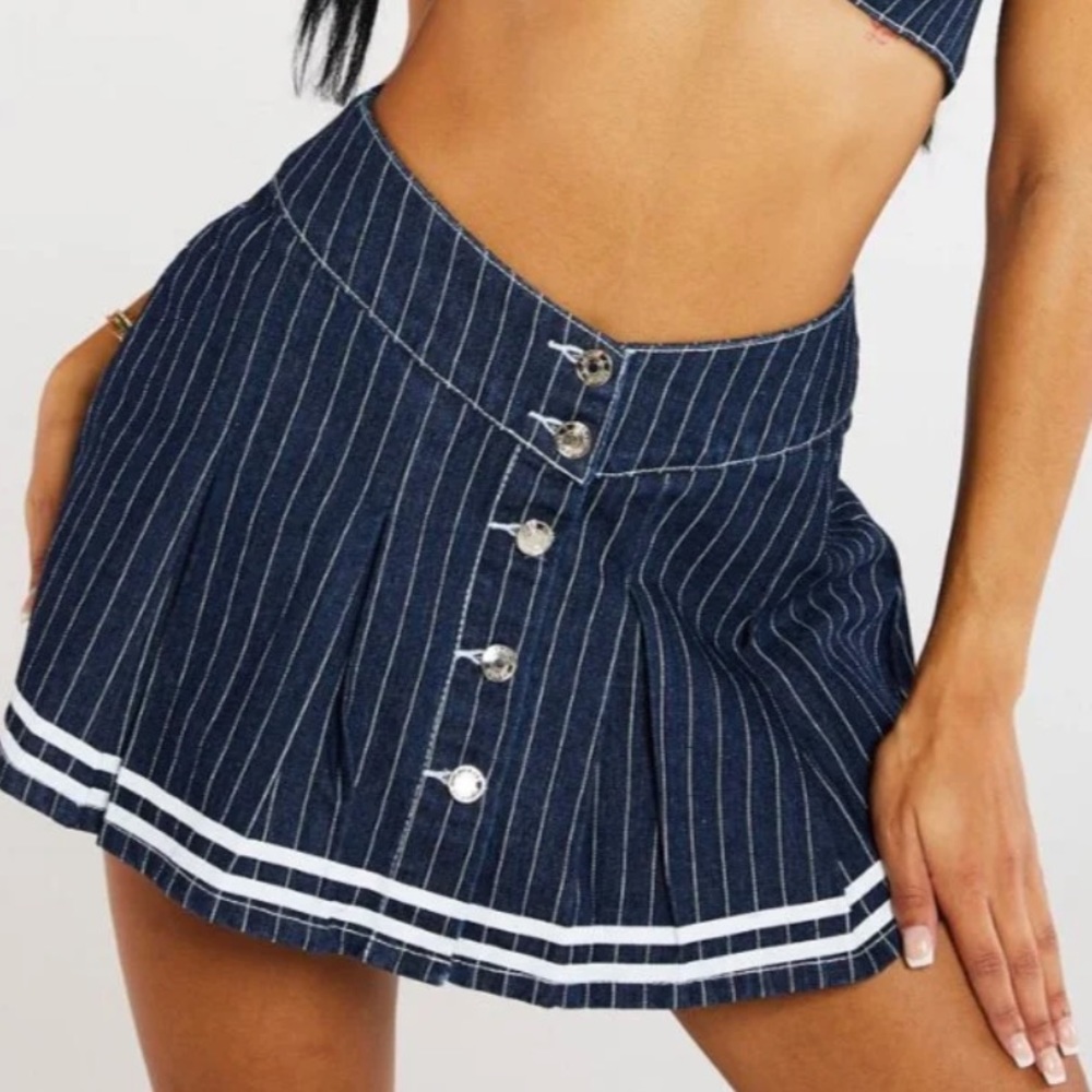Jaded London Pinstripe Denim Cheerleader Skirt